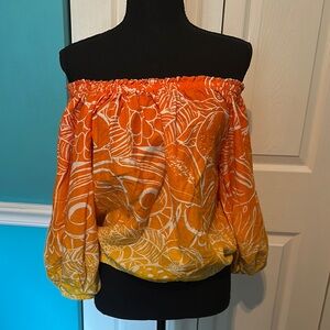C&C California Orange‎ and Yellow Off-Shoulder Women's Top Beachy